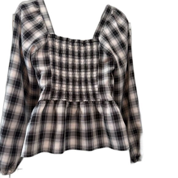 Pleione Cropped Peplum Milkmaid Puffy Long Sleeves size M - Picture 3 of 6